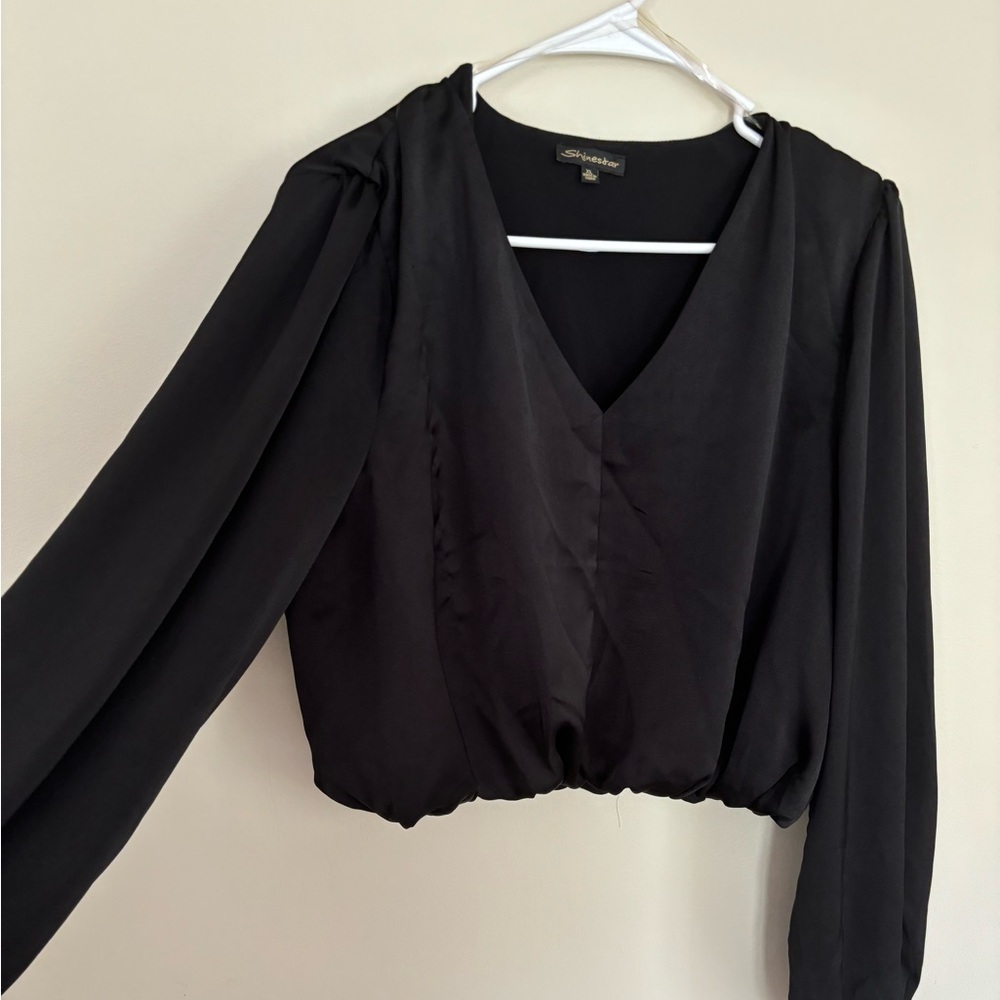 Black satin top